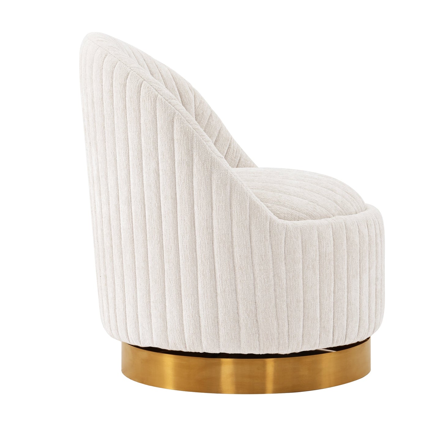 Chenille Akzentstuhl Pumpkin Swivel - Creme/Gold