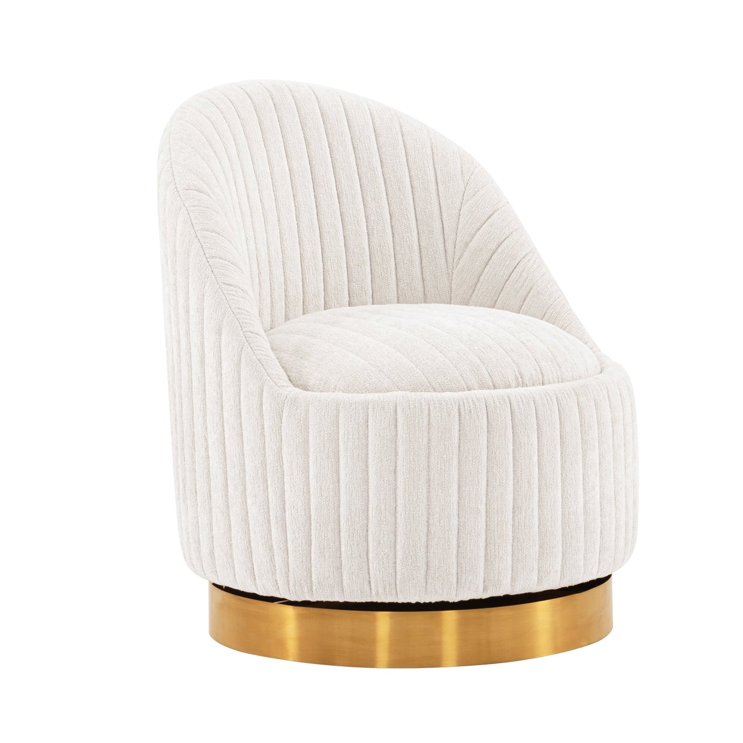Chenille Akzentstuhl Pumpkin Swivel - Creme/Gold