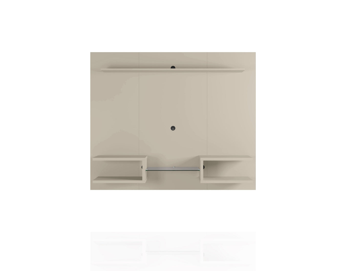 Augusta Modernes schwebendes Entertainment-Center mit Regalen – Beige/Creme Hochglanz