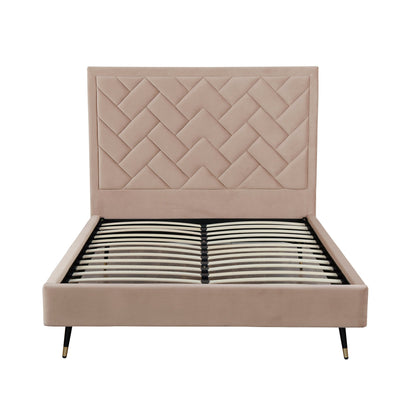 Polsterbett Gallagher Samt Queen-Size - Nude Beige