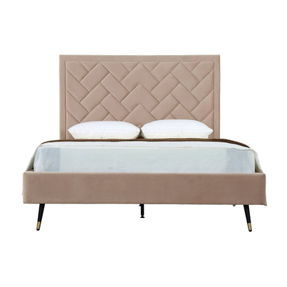 Polsterbett Gallagher Samt Queen-Size - Nude Beige