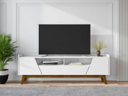 Malmo Modern TV-Schrank 180 cm mit 2 Schubladen - Weiß/Braun