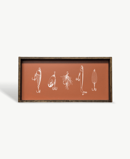 Fishing Lures Wood Sign - Vintage Cottage Wall Art