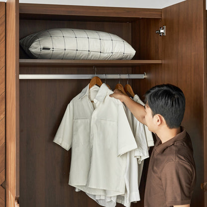 Hobro 301 Four-Door Acacia Veneer Wood Wardrobe