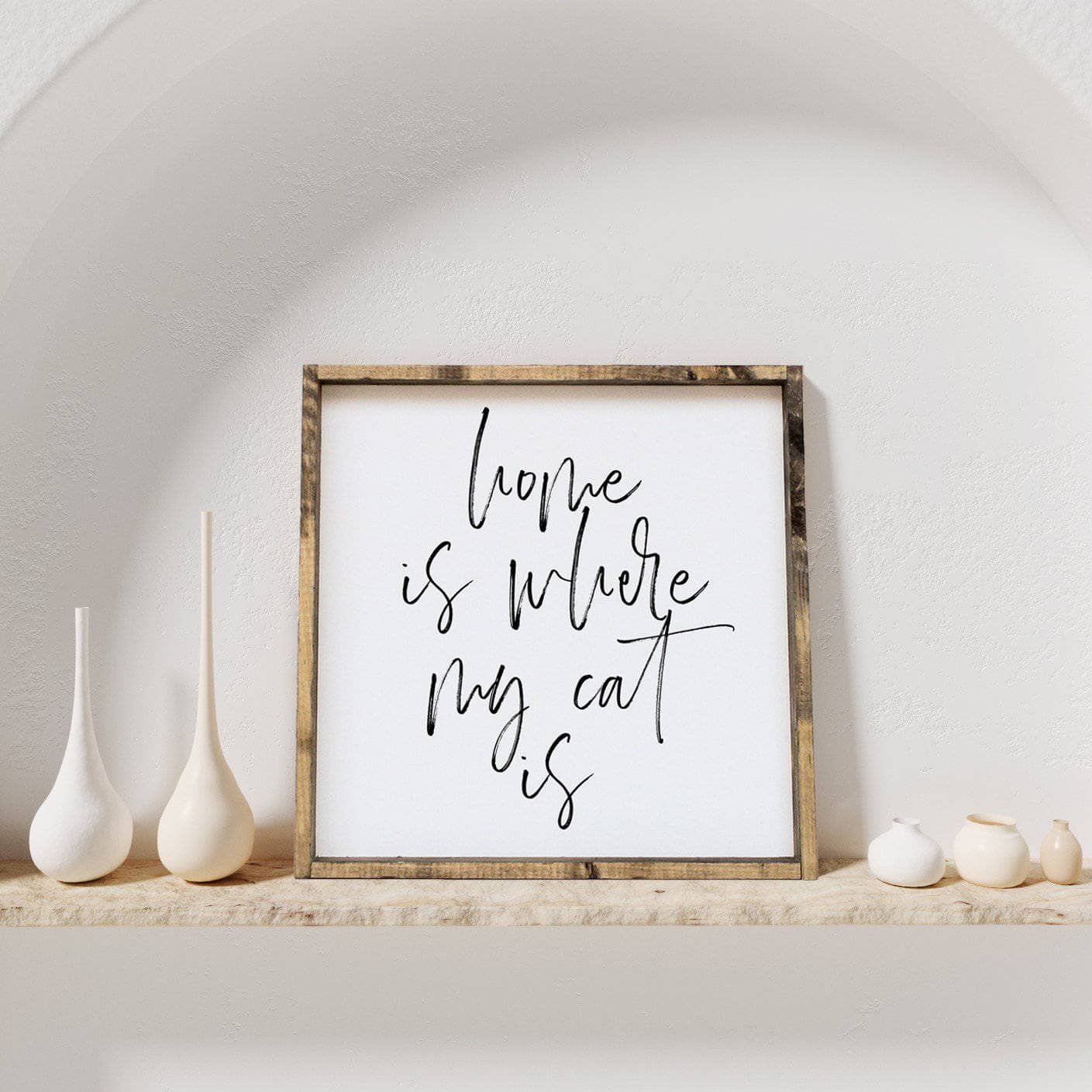 Home is Where My Cat is Wood Sign