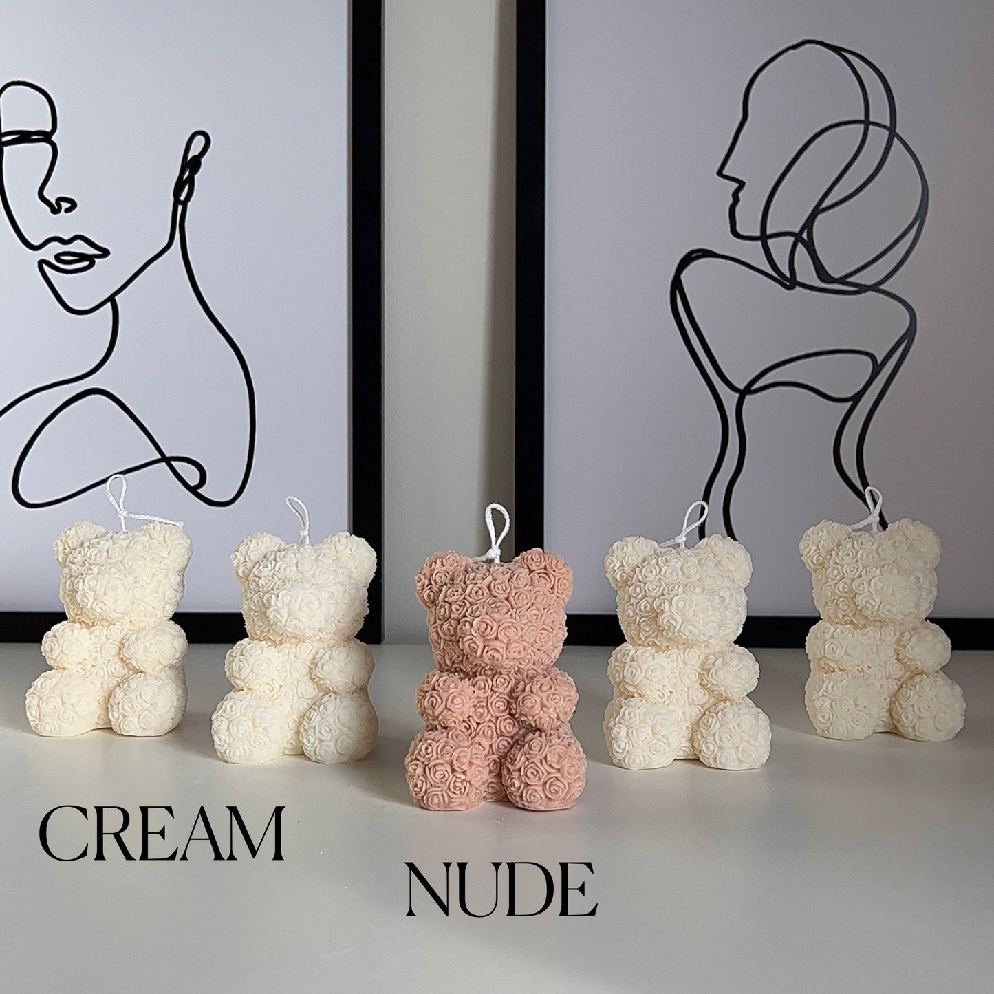 Rose Teddy Bear Candle: Hand Poured Soy Wax Blend Home Decor