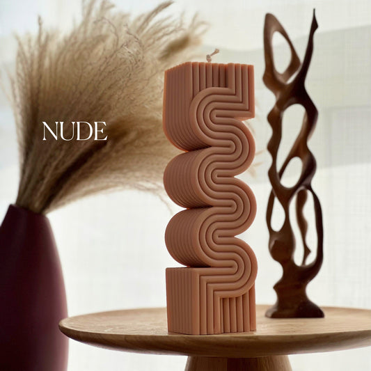 Große gerippte Säulenkerze | Moderne Sojawachskerze, Wohnaccessoire