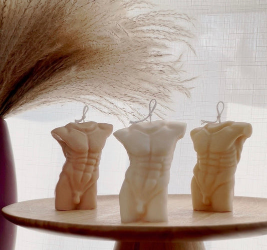 Handgemachte Sojawachskerze Männlicher Torso | Heimdekoration