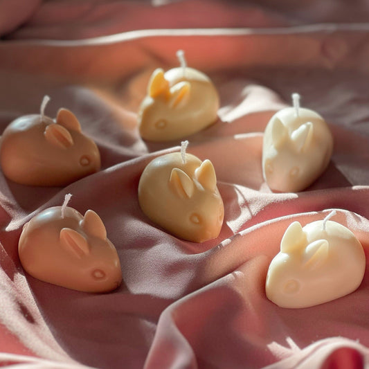 Baby-Hase-Sojakerze: Osterdekoration, Pastellfarbener Frühlingshase