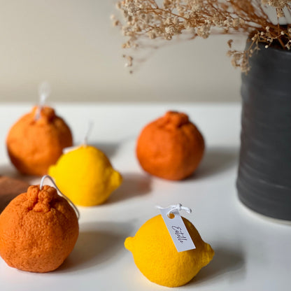 Zitronenförmige Sojawachskerze: Vegane Minimalistische Dekoration