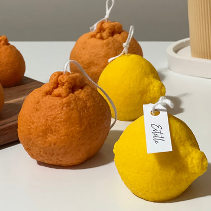 Orangenförmiges Kerzen-Set: Sojawachs, vegan, minimalistische Deko