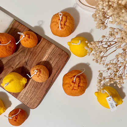 Zitronenförmige Sojawachskerze: Vegane Minimalistische Dekoration