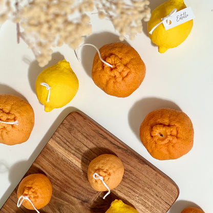Zitronenförmige Sojawachskerze: Vegane Minimalistische Dekoration