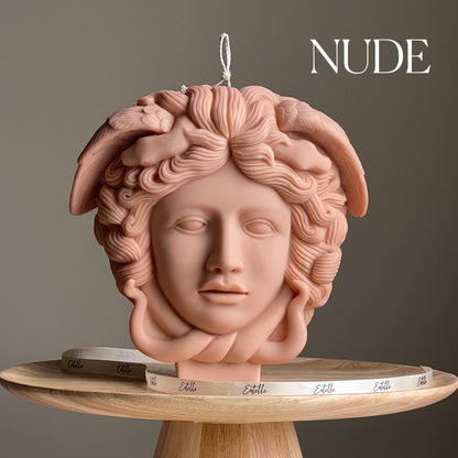 Medusa Sojawachskerze: Große skulpturale Frauenkopfstatue