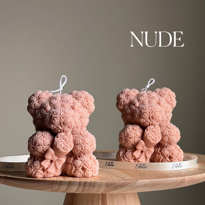 Teddybär Sojawachs-Kerze: Skulpturale Blumenstrauß-Kerze