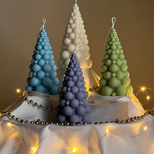Bubble Weihnachtsbaum Kerze: Handgegossene festliche Dekoration aus Soja