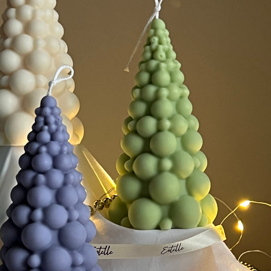 Bubble Weihnachtsbaum Kerze: Handgegossene festliche Dekoration aus Soja