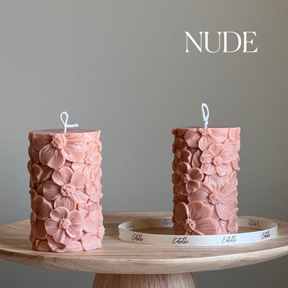 Handgemachte Sakura Sojawachs-Stumpenkerze | Heimdeko