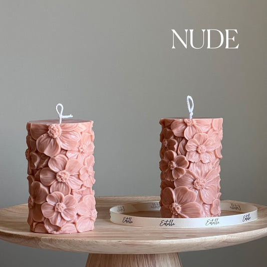 Handgemachte Sakura Sojawachs-Stumpenkerze | Heimdeko