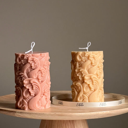 Wave Pillar Soy Kerze: Handgemachte dekorative unbeduftete Kerze