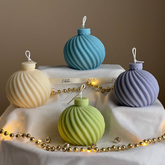 Swirl Christmas Bauble Soy Candle: Handmade Holiday Decor