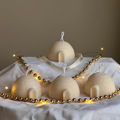 Handgemachte Iglu-Kerze: Weihnachtsdekoration, Sojakerze