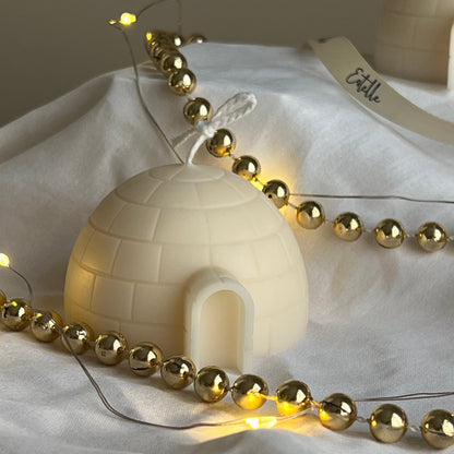 Handgemachte Iglu-Kerze: Weihnachtsdekoration, Sojakerze