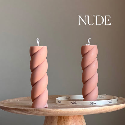 Swirl Soja-Säulenkerze: Skulpturale Wohnaccessoires