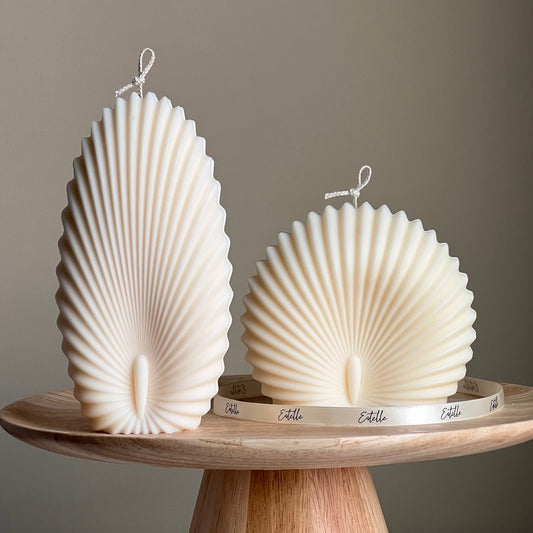 Muschelkerzen-Duo: Dekorative Sojawachs-Muschelkerzen