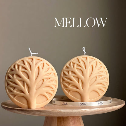 Handgemachte Runde Baum-Medallion-Kerze | Dekorative Stumpenkerze
