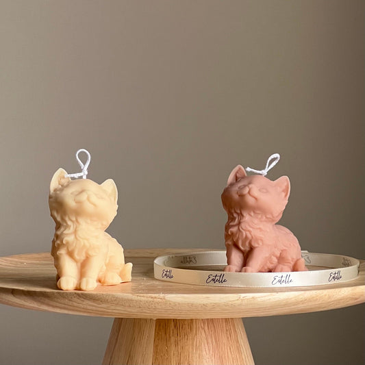 Handgemachte Kitty Sojawachskerze | Dekorative Säulenkerze