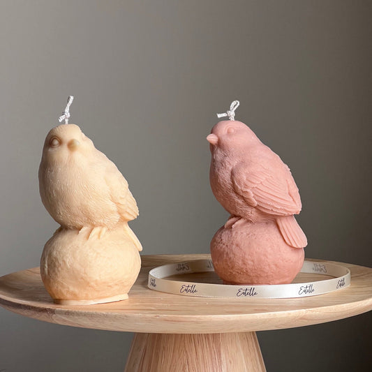 Handgemachte Vogelschein-Sojawachskerze: Skulpturales Wohnaccessoire Geschenk