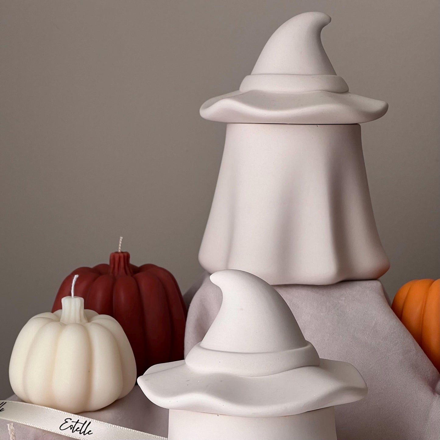 Ghost Jar Sojakerze: Handgefertigtes Jesmonite-Gefäß, Herbstduft