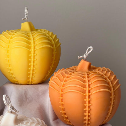 Große Herbstkürbiskerze | Handgegossenes Sojawachs, Halloween-Dekoration
