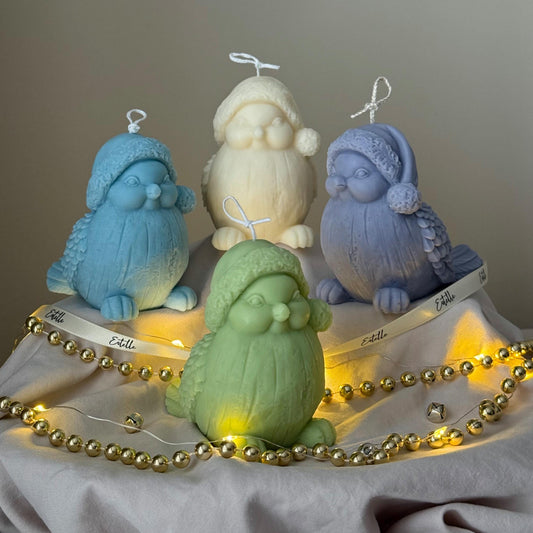 Von Hand gegossene Weihnachts-Vogel-Sojakerze: Feiertagsdekor-Geschenk