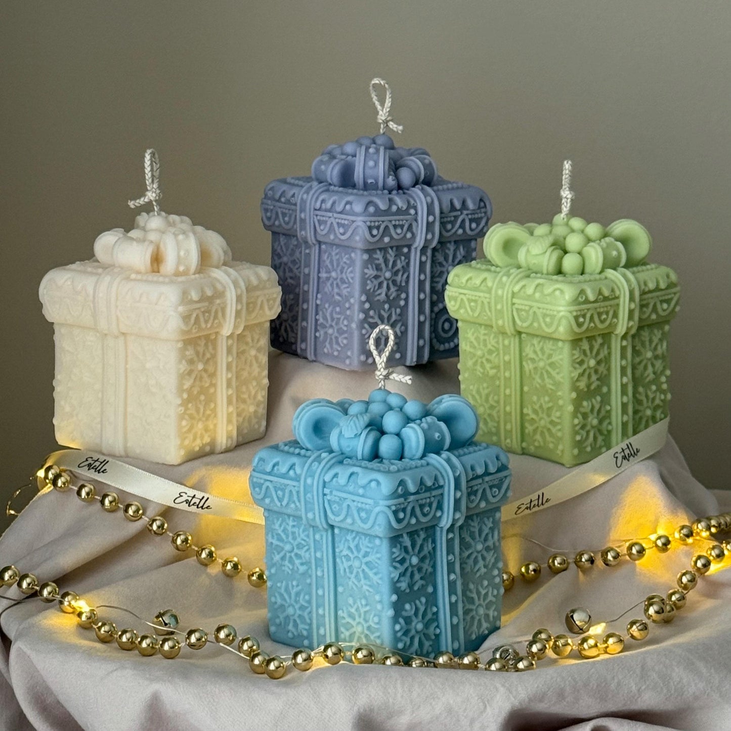 Handgegossene Soja-Weihnachtsgeschenkbox Kerze | Festliche Dekoration