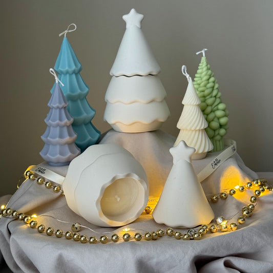 Weihnachtsbaumglas Sojawachs-Kerze: Handgemachte Jesmonite Dekoration
