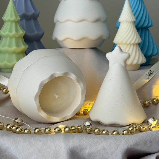 Weihnachtsbaumglas Sojawachs-Kerze: Handgemachte Jesmonite Dekoration