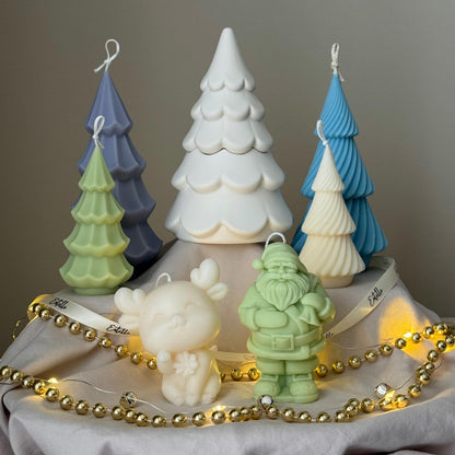Weihnachtsbaum-Glas-Sojakerze: Handgemachtes Jesmonite-Dekor