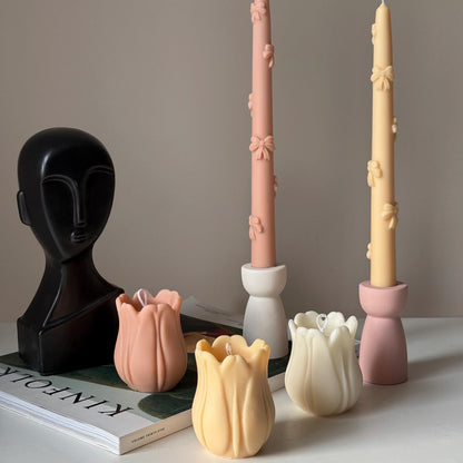Handgegossene Tulpen-Sojawachskerze | Skulpturale Wohndekoration