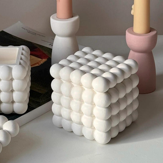 Bubble Jar Sojawachskerze | Jesmonite Gefäß, Handgefertigt