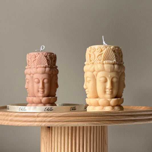 Buddha-Gesicht Soja-Säulenkerze: Handgemachte Wohndekoration
