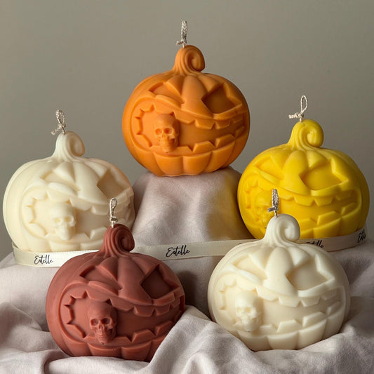 Große Kürbiskern-Sojawachskerze: Herbstdeko, Herbstgeschenk