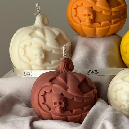 Große Kürbiskern-Sojawachskerze: Herbstdeko, Herbstgeschenk