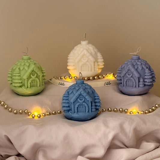Handgemachte Schneehüttenkerze: Skulpturales Weihnachtsdekorationsgeschenk