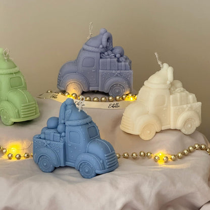Weihnachts-Spielzeugauto-Kerze – Handgemachter Dekoartikel, Feiertags- & Weihnachtsdeko-Geschenk