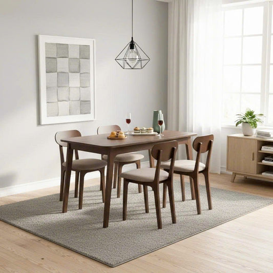 Koster Brown Wood 4-Seat Dining Set