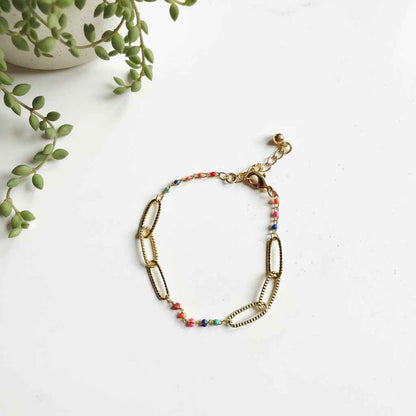 Gold Plate Chainlink Bracelet with Enamel