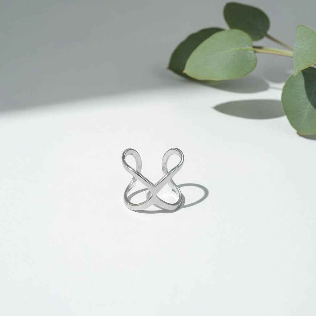 Open X Ring - Grey Stainless Steel