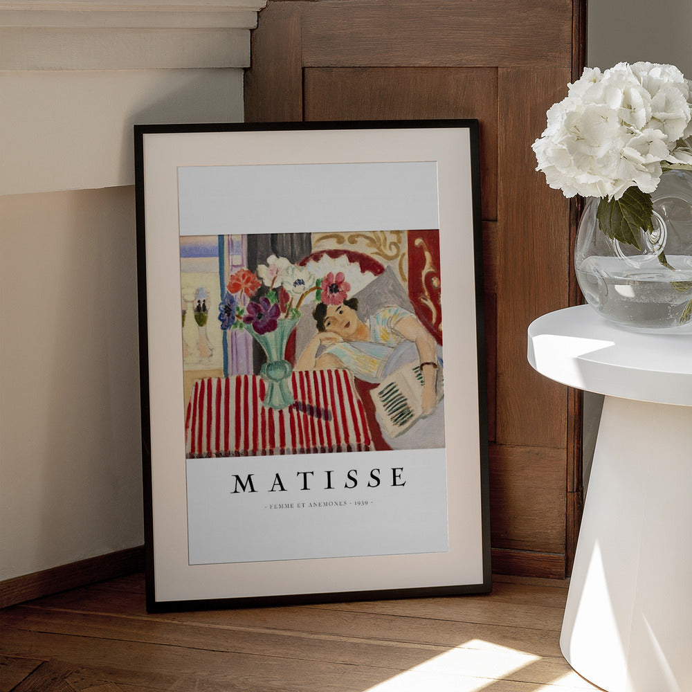 Wandbild Frau und Anemonen